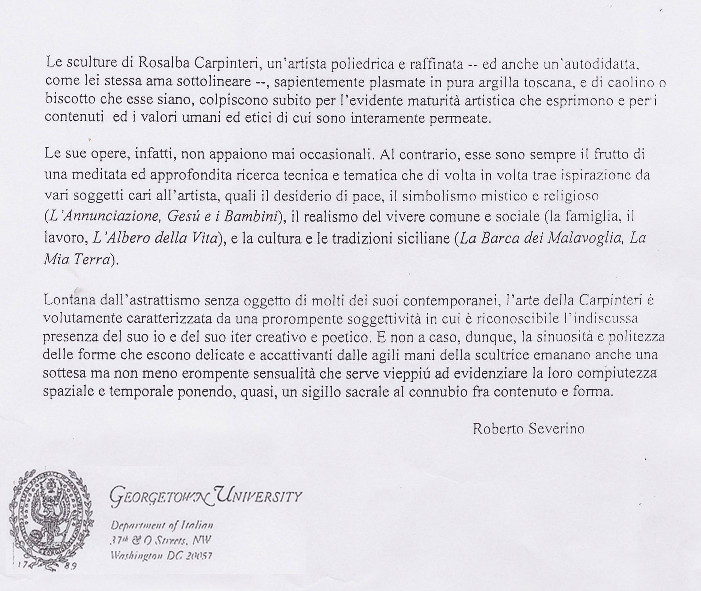 Critica Rosalba Carpinteri Critica di Rosalba Carpinteri